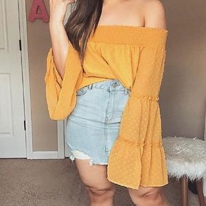 Yellow off the shoulder blouse